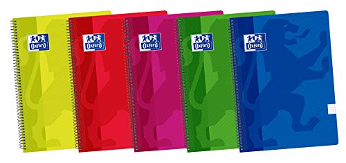 Oxford 941611Cuaderno folio 80 hojas, cuadricula 4 x 4, colores surtidos
