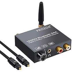 Proster 192kHz Conversor Digital a Analogico con Receptor Bluetooth Convertidor Audio Optico Coaxial a Analogico Estereo RCA L/R 3.5mm Jack Volumen Ajustable para HDTV PS3/PS4 Xbox 360 TV Box BLU Ray