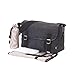 OiOi Man Black Crushed Waxed Canvas Satchel Baby Changing Bag with Cotton Pinstripe Lining and Accessories