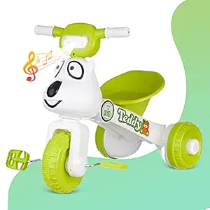 Dash Teddy Foldable Tricycle with Backrest Seat for Boys and Girls with Music and Light (1 to 3 Years, Green)