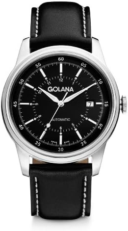 Golana Advanced Men's Automatic Watch with Black Dial Analogue Display and Black Leather Strap AD400-1