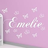 Wandschnörkel ® Wandtattoo mit dem Namen ihres Kindes personalisiert Wunschnamen + 10 Schmetterlingen 60cm x 18cm Spruch Kinderzimmer Wandtatoo Sticker 21 Top Farben Auswählbar Kinderzimmer Baby ein tolles Geschenk auch zur Geburt oder Taufe (bitte teilen Sie uns den Namen und die Farbe in einer Nachricht über Amazon mit) - 5