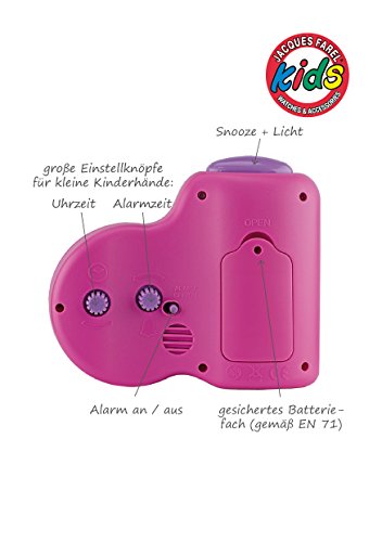 JACQUES FAREL ACB717HS-G Einhorn Wecker Mädchen Kinderwecker Kunststoff Analog Licht Alarm weiss - 2