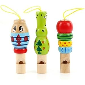 UChic 3 STÜCKE Holzspielzeug Cartoon Tierpfeife Pädagogisches Musikinstrument Spielzeug für Baby Kinder Kinder Zufällige Farbe