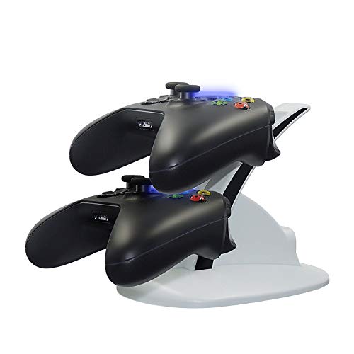 Preisvergleich Produktbild YAOkxin Handle Dual-Ladegerät weiße Halterung, kann Zwei Xbox Griffe gleichzeitig Aufladen, Blaulicht Aufladen, volles Licht aus, geeignet für Xbox Ones Griff