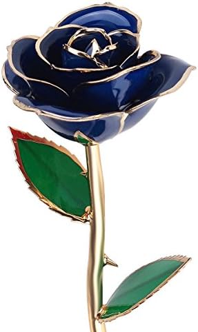 Gifts for Her,QGSTAR Long Stem 24k Gold Dipped Real Rose Preserved Forever Flower Best Romantic Personalized Loving Gift for Birthday,Christmas,Girlfriend,Valentine,Mother's Day,Wedding Anniversary (Blue)