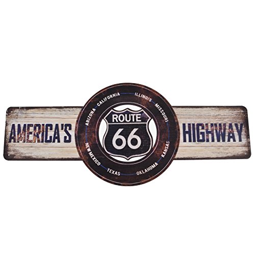 Blechschild Route 66 Design Metall 19x45cm schwarz Retro Nostalgie Sprüche Reklame
