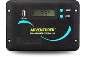 Renogy Adventurer 30A Solar Charge Controller, 12V/24V Negative Ground PWM Flush Mount Charge Controller with LCD Display, for Sealed, Gel, Flooded and Lithium Batteries