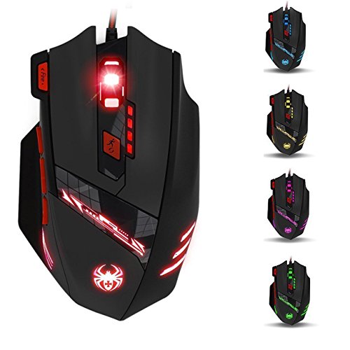 TopElek Rat  n Gaming profesional 9200 DPI  Ajuste de Peso  8 botones 13 modos de led luz para Gamer de alta precisi  n con cable 6 DPI ajustable 7 Color Ciclo de respiraci  n Win 8 7 XP Vista Mac OS