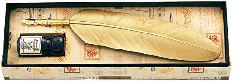 Coles Calligraphy Small Feather Quill Pen and Ink Set - Gold