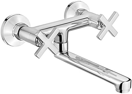 Exclusive Designer Two-Handle Wall Tap with Cross Handles and Outlet 20 cm long