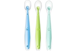 Lot 3 cuillères bébé en silicone alimentaire sans BPA | 3 multi-couleur | cadeau bebe Noël pour encourager bébé à manger seul I Parfait pour l'Alimentation et le Sevrage de Bébé (Bleu)