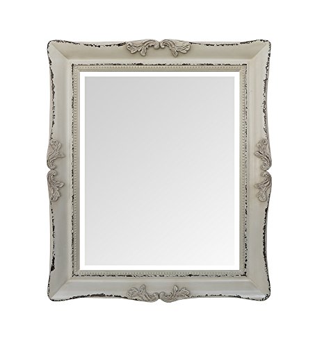 Moycor Decoración - Espejo madera color crema envejecido, 55 x 65