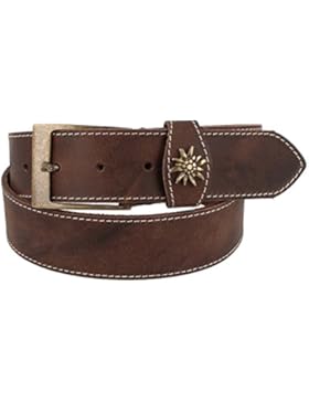Trachtengürtel Original Trachtenkönig Unisex Edelweiss 100% Echtleder Handmade in Germany Kürzbar Braun