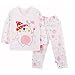 Internet Baby Clothing, Baby Button Shoulder Pajamas Red Hat Bear Pattern Set (6-12Months, Pink)