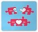 Produktbild BGLKCS You and Me Mouse Pad, Love Game Puzzle Pieces Style The One Complete Me Concept Illustration, Standard Size Rectangle Non-Slip Rubber Mauspads, Blue Hot Pink White