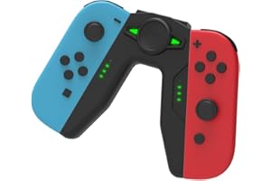 BENSN Grip for Joy-Con Charging, for Nintendo Switch Controllers, Fast Charge While Play, V-Shaped Comfort Grip for Joycon, Gamepad Charging Grip, with Indicators Charging Grip, Black