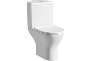 ORCHARD BATHROOMS Orchard Derwent Round Compact Corner Close coupled Toilet with Slimline Soft Close Toilet seat - White Corner Toilet, Round Corner Toilets, Toilets