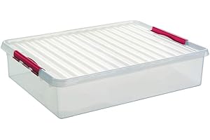 SUNWARE PERFECTLY ORGANISED Sunware Q-Line 75600605 BettBox – 60 l – 800 x 500 x 180 mm – Transparent/rouge