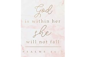 God is Within Her She Will Not Fall: Journal or Composition book. College Ruled Lined Christian Journal & Notebook for Women with Bible Verse Cover (Pink & Gold Marble Design) (Large Size (8.5x11))