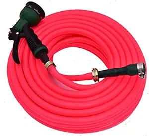 CINAGRO Flexible Garden Hose Pipe with 8 Mode Spray Nozzle Gun, for Gardening, Car Wash, Floor Clean, Pet Bath (30 m x 1/2 inch, Pink)