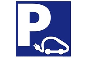 Panneau Parking Borne Chargement Voiture Électrique. Sticker Parking Voiture Électrique Chargement, PVC, Alu - 125 x 125 mm - Plastique PVC 1,5 mm - Plastique PVC 1,5 mm -