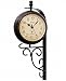 Produktbild AMS Deko Wanduhr Funk Uhr RETRO Look Vintage Antik zweiseitig Metallgehäuse Anzeige der Temperatur/Uhrzeit