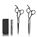 Produktbild Haarschneideschere Set Edelstahl 2er Friseurscheren 16.5cm inkl. Etui und Kamm Schwarz