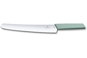 Victorinox Couteau à Pain et pour Pâtissiers Swiss Modern avec Tranchant Denté, Lame en Acier Inoxydable 26 cm de Long, Manche Synthétique Ergonomique, Bleu