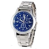 iloits Männer Mode Edelstahl Runde Quarz Armband Verschluss Armbanduhr