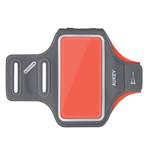 AUKEY Sportarmband Hülle iPhone 7 Schweißfest mit Schlüsselhalter für Laufen , Wandern , Rad Fahren , Gymnastik Fitness Armband für iPhone 6 / 6S , Samsung , HTC und andere Phones unter 5 Zoll ( Orange )