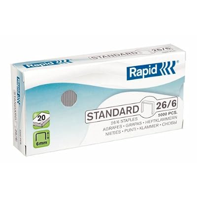 Rapid Agrafes en fil souple Standard N°26, Longueur 6 mm, 5000 Agrafes, Agrafe jusqu’à 20 feuilles, Fil galvanisé, 24861800