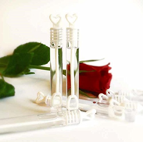 Louisiana Premium Seifenblasen Set in weiß – 48 teilig mit Herzgriff – herzallerliebst für Hochzeit Taufe Geburtstag Goldene Hochzeit Verlobung Valentinstag Gastgeschenk Party – ideale Kulisse für traumhafte Fotos - 5