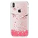 Produktbild Für iPhone X Hülle,Aearl [Gratis Displayschutzfolie] TPU Silikon Weich Schutzhülle Liquid Kristall Klar Case Durchsichtig Transparent Bing Diamant Handyhülle Bumper Cover für iPhone X -Kirsche Blühen