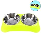 platos para perros por mayor Dos cuencos de mascotas es cuidadosamente elaborado de puro pulido brillante acero inoxidable a través de acabado de espejo, que son desmontables.