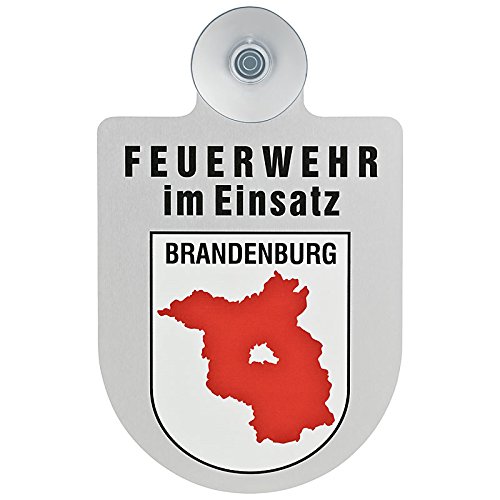 Feuerwehr im Einsatz KFZ Aluschild mit Saugnapf und Bundesland Wappen (Brandenburg) Feuerwehr im Einsatz KFZ Aluschild mit Saugnapf und Bundesland Wappen (Brandenburg)
