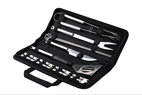 Saiway Grillbesteck 16 Set, BBQ Grillzubehör 16 Barbecue Grillen Werkzeuge Koffer aus Edelstahl