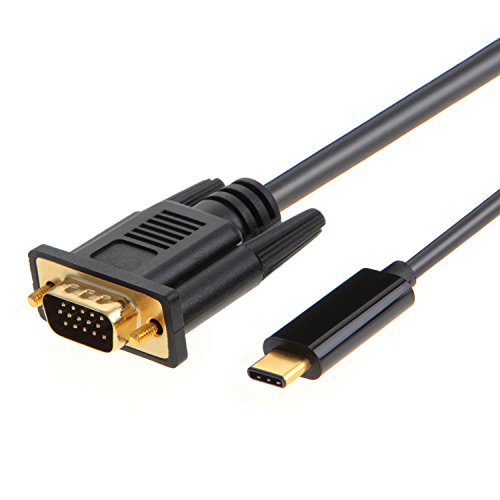CableCreation 6ft USB Typ C (USB-C) zu VGA Stecker auf Stecker Kabel (DP Alt-Modus), für Apple das neue MacBook / Chromebook Pixel / Dell XPS 13 / Yoga 900 / Asus Zen AIO / Lumia 950 / 950XL, 6 ft / 1,83 M Schwarz Farbe