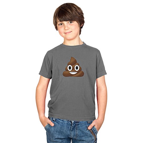 Preisvergleich Produktbild TEXLAB - Poo Emoji - Kinder T-Shirt, Größe S, grau