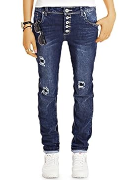 Bestyledberlin Damen Baggy Jeans, Relaxed Destroyed Denim Hose, Loose Fit Flicken-Jeans j31k