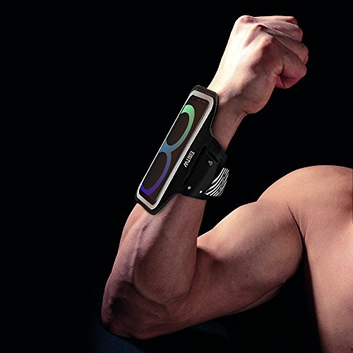 EOTW Brazalete Deportivo Para Samsung Galaxy S8 con Extensor Correa Banda para el brazo Brazalete Correr con bolsillo para llaves auriculares tarjetas y tel  fono para running corriendo Ejercicio Negro