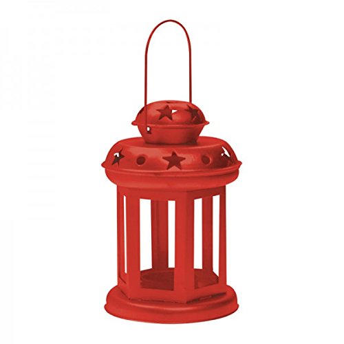 Metall Laterne / Windlicht für Teelichter in Rot - Tolle Deko für Wohnung und Terasse
