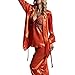 Produktbild Amybria Frauen Qualitäts Seide Spitze Lange Hülsen Mischung 3Pcs Pyjama Set/Kleid Für Die Hochzeit Orange Größe M/38