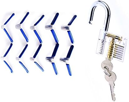 DBH 10pcs Lock Pick Shim with Transparent Practice Lock,Beginer Training Set