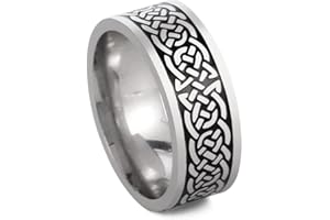 Amaxer - Anello vintage in acciaio inox, con nodo celtico irlandese, albero della vita, fiore della vita, anello per matrimonio