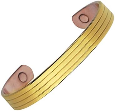 Magnohealth Gold Plated Copper Magnetic Bracelet HIGH Power Magnets with Pouch -SM fits Wrist up to 19cm