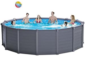 ‎INTEX Intex Graphite Gray Panel Pool Set - Panel Wand Aufstellpool - Sehr luxuriös und robust - Ø 478 x 124 cm - Zubehör enthalten