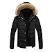 Produktbild Herren Daunenjacke Daunenmantel Elecenty Wintermantel Winterjacke Sweatshirt Langarm Steppjacke Oberbekleidung Slim Top Outwear Männer Sweatjacke mit Kapuze Mantel Pelz Halsband (Schwarz, L)