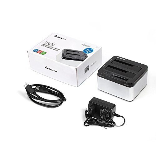 Gran Compra para SALCAR Base de conexión Docking Station Aluminium USB
3.0 con función de clon Offline y 2 bahias (Plata) Especial
