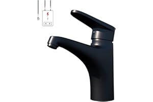 JUNSOTTOR Niederdruck Armatur Bad Schwarz Wasserhahn Einhebelmischer Bad Waschtischarmatur mit Wassersparfunktion Einhebel aus Messing Mischbatterie Kurz, Anti-Fingerprint & Einfache Montage